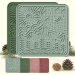 OHMO Lick Mat for Dogs and Cats Large(2 Pack) Nature Design Easy to Clean Pet Slow Feeder with Suction Cups, for Anxiety Relief and Boredom Reduction(Olive + Sage Green)
