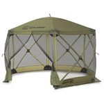 CLAM Quick-Set Escape 11.5 x 11.5 Ft Portable Pop-Up Outdoor Camping Screen Tent 6-Sided Canopy Shelter w/Netting, Ground Stakes, & Carry Bag, Green