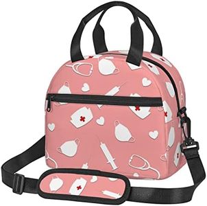 Fnqkmlep Cute Nurse Insulated Lunch Bag,Waterproof Thermal Meal Tote,Adjustable Shoulder Strap and Reusable Lunch Box For Women,kids,Men -Work,School, Picnics,Travel,Beach,Fishing