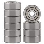 XIKE 624ZZ Sealed Ball Bearings 4x13x5mm, Chrome Steel｜Pre-Lubricated｜Double Metal Seal｜624-2Z Miniature Deep Groove Ball Bearing, Pack of 10.