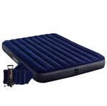 INTEX 64765 Dura-Beam Standard Downy Air Mattress: Fiber-Tech – Queen Size – 10in Bed Height – 270kg Weight Capacity – Pump Included