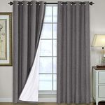 H.VERSAILTEX Linen Blackout Curtains 96 Inches Long 100% Blackout Heavy-Duty Draperies for Living Room Bedroom Thermal Insulated Textured Functional Window Treatment Anti Rust Grommet, 2 Panels, Grey