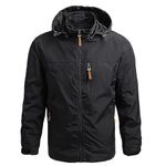 Men's Waterproof Jackets Outdoor Lightweight Windproof Jackets Hiking Walking Casual Jacket Coat with Detachable Hood Long Sleeve Stand Collar Jackets Sportwear Going Out Raincoat Clearance