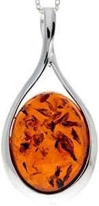 Lovely 925 Sterling Silver & Baltic Amber Designer Pendant 1835