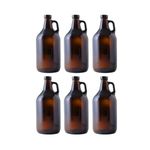 Strange Brew Home-Brew Home Strange Brew's 1/2 Gallon Amber Growlers (Case of 6) with Polyseal Caps 64oz Brown