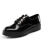 DREAM PAIRS Womens Lace Up Formal Shoes in Black Ladies Flat Low Heel Smart Derby Vintage Oxfords,Size 7,Black/pat,SDOX2202W-E