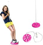 Squirrel Products Heavy Duty Pink Disc Tree Swing with Rope for Outdoor Play - Easy DIY Addition to Playset or Tree