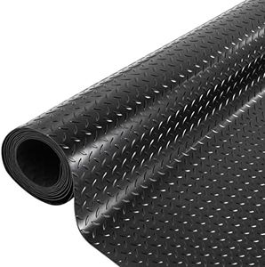 GOOFCXO 3MM Rubber Garage Flooring Mats 3.3 x 16.4 FT Heavy Duty Diamond Flooring Roll Plate Garage Mat Non-Slip Floor Protector Mat for Garage Warehouse Gym Basement Under Car Trailer (Black)