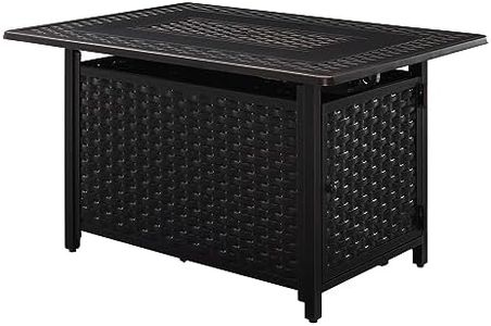 Aspect Living Rectangular LPG/NG Gas Fire Pit Table 45K BTU w/Burner Lid, Cover, Fire Glass #65151
