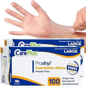 CARE PLUS Medical Vinyl Exam Gloves Extra large, Latex Free, Powder Free, Rubber, Non Sterile Exam, Healthcare, Doctor, Home and Food Safe, 200 Count