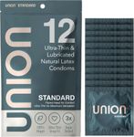 UNION STANDARD Condoms - Ultra-Thin Natural Latex - Medium 54mm, 12 Count