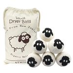 Wool Dryer Balls - 6Pack- Reusable Natural Fabric Softener dryer balls Boules De Séchage,Large Felted Wool Laundry Balls to Save Drying Time and Reduce Wrinkles By Stwie