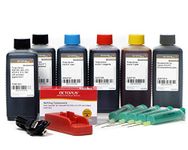 Complete set including chip resetter and 6 x 250 ml ink for Canon PGI-550 CLI-551 cartridges, refill ink for Canon Pixma IP 8750, MG 6350, MG 7150, MG 7550 (non OEM)