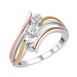 TJC Moissanite Bypass Ring for Women in Platinum Yellow Gold Rose Gold Plated 925 Sterling Silver Size N Metal Wt. 3.54 Grams