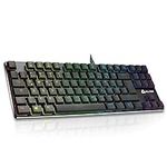 KLIM™ Dash TKL Low profile QWE mechanical keyboard with red switches for sophisticated professionals and gamers – 10 Years Warranty – RGB Colors – Metal Frame – Full customization