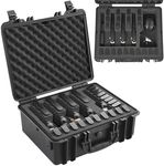 VEVOR Hard Pistol Cases with Pre-cut Lining, Waterproof & Dustproof Hard Gun Case for 5 Pistol & 30 Magazines, 18.7×16.3×8.8 in Lockable Pistol Case, Black