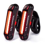 Volcano Eye Three-Color Bike Tail Light (2 pieces), USB Rechargeable LED Bicycle Light, Ultra Bright Waterproof Cycling Taillight,Red/Green/Blue 7 Light Modes Fits on Any Road or Mountain Bike (Red1)