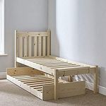 STRICTLY BEDS&BUNKS Amelia Pine Bed Frame with Pull out Trundle Guest Bed, 3ft Single