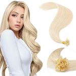 U Tip Pre Bonded Hair Extensions 1g Real Human Hair - Keratin Extension Remy Hair Straight - 50 Strands 50g (#60 Platinum Blonde, 14 Inch)