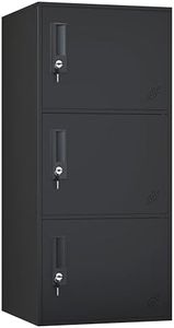 WISUNO 3 Door Vertical Stackable Storage Cabinet with Lock,Anti-Failing Device, Metal Lcoker,Organizer for Office, Home, Gym, School,Employee,Kids. (Black)