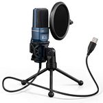 TONOR Podcast Microphone, USB Computer Microphone, Cardioid Condenser PC Mic with Tripod Stand and Pop Filter for Podcasting, Streaming, Vocal Recording, Compatible with PC & Laptop, PS4/5, TC-777