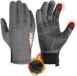 HANDLANDY Winter Cycling Gloves for Women & Men, Windproof Water-Resistant Thermal Touchscreen Liner Gloves for Running, Hiking, Driving, Freezer Work (Grey, Large)