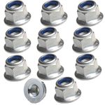 M8 Flanged Insert Nylon Self Locking Nut - A2 Stainless Steel, Hexagon Lock Nuts with Flange, Secure and Durable Fasteners - Pack of 10