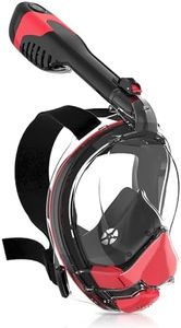 Yosmer Full Face Snorkel Mask for Adults, Snorkeling Gear with Latest Dry Top System, Patented Airflow System with Fan Assistance, 180° Panoramic Foldable Design, Anti-Fog & Anti-Leak, Red, L