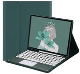 Keyboard Case for iPad 6th/iPad 5th Generation(2018/2017),iPad Air2 & Air1(2014/2013)/iPad Pro 9.7 inch,Cute Round Key Touchpad Detachable Keyboard Case with Pencil Holder (DarkGreen)