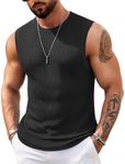 COOFANDY Men's Tank Shirt Knitted Casual Tank Tops Summer Sleeveless Undershirts Black