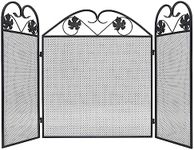 vidaXL 3-Panel Fireplace Screen - Elegant Scrollwork Design - Iron Material in Classic Black - Ideal for Children and Pet Safety - Foldable for Easy Storage