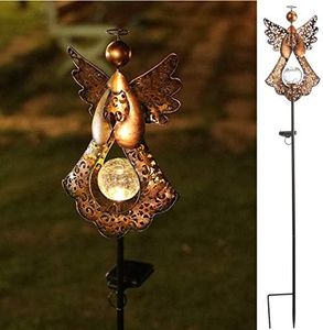 HDNICEZM Solar Garden Stake Lights – Metal Angel Solar Warm White LEDs Stake Light Memorial Gift - Solar Angel Lights Perfect as Angel Remembrance Gifts & Sympathy Gifts