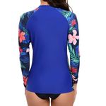 Eteoepo Womens Gradient Rashguard UPF 50+ Rash Guard Swim Shirts Surfing Top Long Sleeve (Royal Blue-Plant,M)