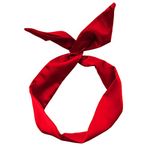 HYFEEL Wire Headbands for Women Knotted Bows Cute Fashion Plain Twisted Satin Ribbon Girls Hair Scarf Accessories Solid Colors - Red