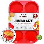 Walfos Silicone Muffin Top Pans for Baking 4inch Jumbo Size, Perfect Results Premium Non-Stick Bakeware Egg Baking Pan, Great for Eggs, Hamburger Bun, Muffin Top and More, Food Grade & BPA Free, 1pc