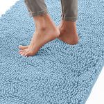 Gorilla Grip Bath Rug, 30x20, Thick Soft Absorbent Chenille Rubber Backing Bathroom Rugs, Microfiber Dries Quickly, Shaggy Machine Washable Mats, Plush Durable Rug, Bathtub and Shower Floor, Sky