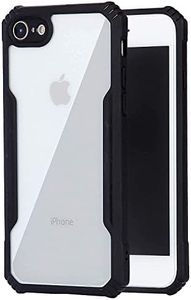 Plus Thermoplastic Polyurethane, Plastic Bumper Case with Clear Back Hard Panel Protective Case Cover for Apple iPhone 5 5s SE (Black)