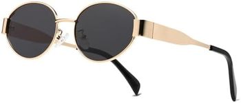 Musivon Oval Sunglasses for Women Men - Retro Sun Glasses Classic Metal Frame Polarized UV400 Protection
