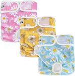 Eyein 3 Pack Reusable Dog Nappies female, Machine Washable Dog Period Pants, Sanitary Dog Diapers with Adjustable Buttons, Highly Absorbent Dog Heat Pants for Leak Proof Protection, Medium