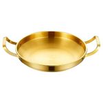 MBBITL Paella Pan Gold Stainless Steel Skillet Pan 11 inch 28cm Dinner Server Pan Restaurant