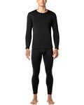 LAPASA Men's Heavyweight Thermal Underwear Set, Ultra Warm Fleece Lined Base Layer Top and Bottom Long Sleeve Long Johns M24, Black, M