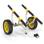 Bonnlo Canoe Cart, Heavy Duty Universal Kayak Cart Dolly Adjustable Width 6.3"-18.7" Transport Carrier with 12" Flat-Free Wheels and Kickstand, 450 Lb Weight Capacity Kayak Trolley Trailer