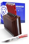 DALSTRONG Steak Knife Set with Modular Storage Block - 5" Straight Edge Blade - Gladiator Series - Set of 8 - Forged High-Carbon German Steel - Crimson Red ABS Handle - NSF Certified