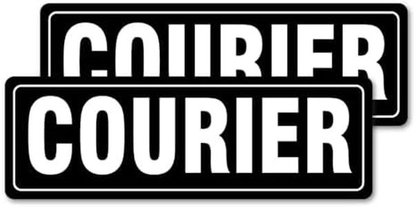 Courier Sign Magnet, Black Courier Car Magnetic Sign for Off Duty Officers 14.2"×5.3" (2 Pack)