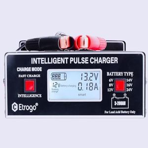 Etrogo Caricabatterie Auto di Impulso 6V/8V/12V/24V 10A Intelligente Automatico con Schermo LCD Funzione di manutenzione Per Moto nave etc -Nero