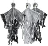 The Twiddlers - 3 Hanging Skeleton Decoration 36" with Expandable Arms, Scary Halloween Decorations Outdoor, Halloween Skeleton Grim Reaper Ghost Decor, Skeleton Outdoor Decor, Haunted House Props