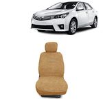 Kingsway® Towel Fabric Car Seat Covers Compatible with Toyota Corolla Altis (Year 2013-2020), 100% Cotton, Beige Color, Complete Set of All Seats (Car Specific Front + Rear Seat Covers)