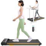 UREVO Walking pad with Double Shock Absorption, Under desk treadmill with Remote Control and LED Display, Compact and Quiet Treadmill for Home/Office