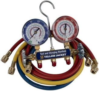 Yellow Jacket 42036 2-Valve Series 41 A2L Manifold, (psi °F) R32/454B/410A, 3-1/8" Gauges (60" Plus II R/Y/B Hoses)