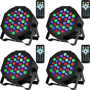 Litake 36 LED Stage Lights RGB DJ LED Par Light Remote & DMX Controlled Sound Activated Auto Play Uplighting for Wedding Birthday Christmas Holiday Music Show Dance Party Stage Lighting-4 Pack